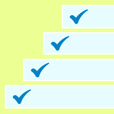 Bars and checks representing steps